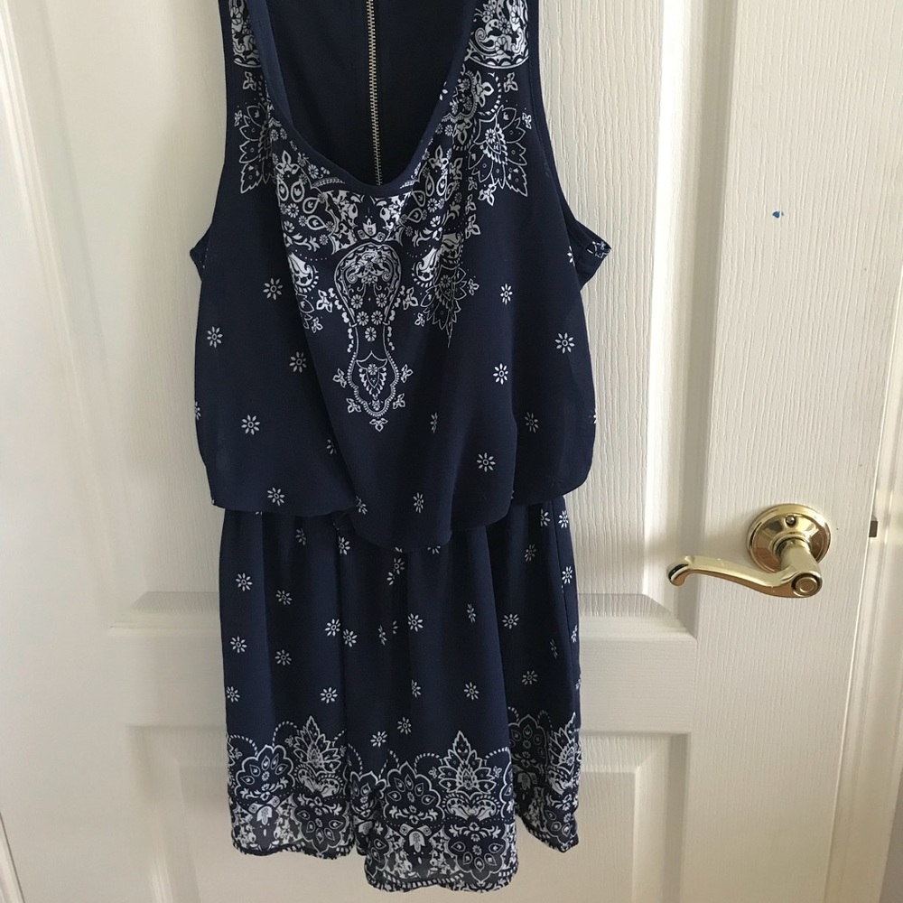 Navy floral zip-back romper
